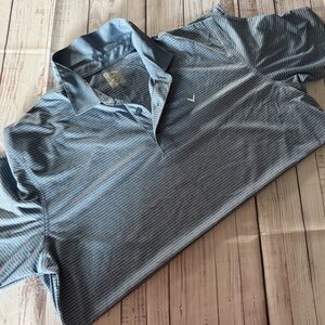 Callaway Opti-Dri Men’s XL Gray Striped Golf Polo Shirt Short Sleeve